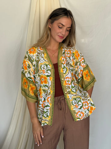 CHEMISE SUNSET VERT-JAUNE