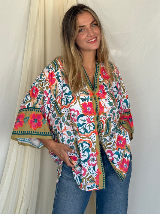 CHEMISE SUNSET VERT-ROSE