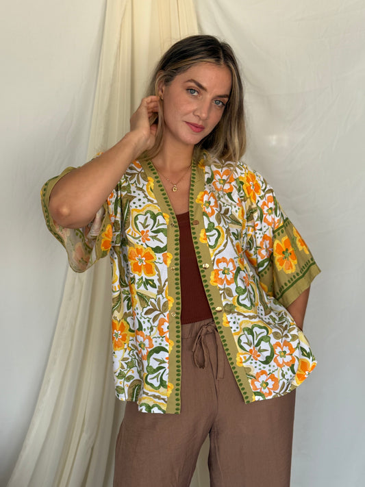 CHEMISE SUNSET VERT-JAUNE