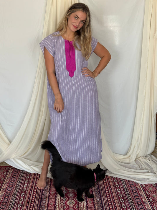 DJELABA A RAYURES VIOLET