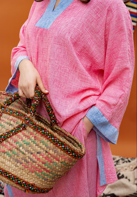 ENSEMBLE EN LIN ROSE