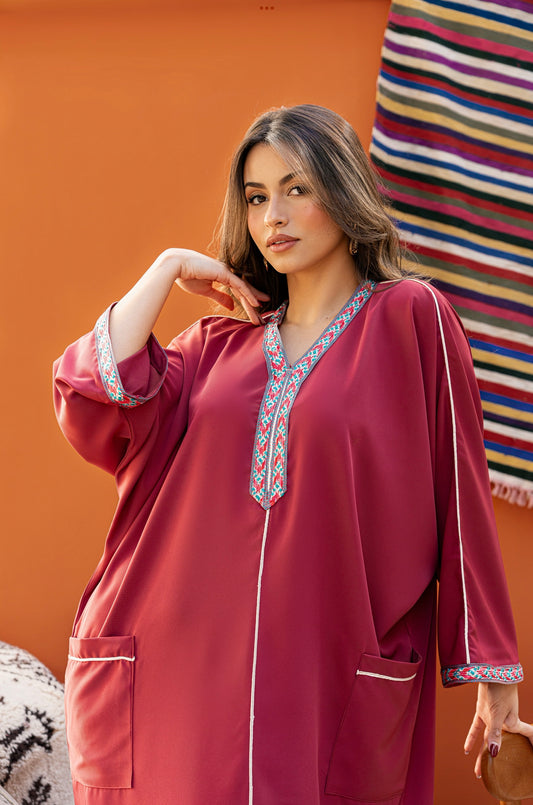 DLELLABA A POCHE ROSE GALON SILVER