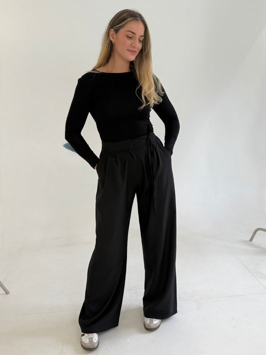 PANTALON A PLIS NOIR