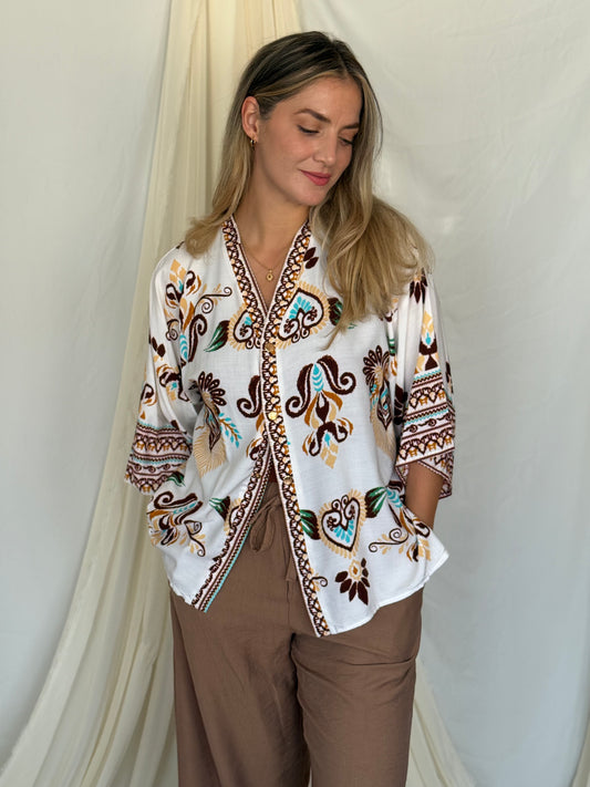 CHEMISE LAUREL MARRON