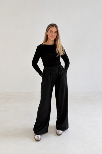 PANTALON A PLIS NOIR