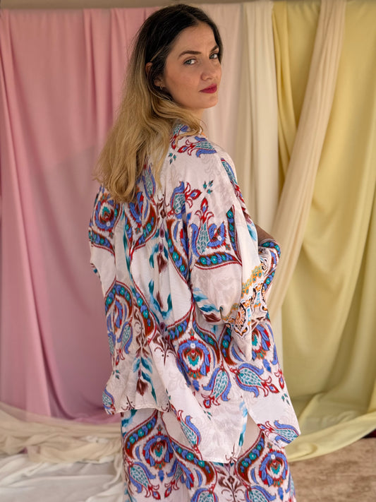 KIMONO FLORA BLEU