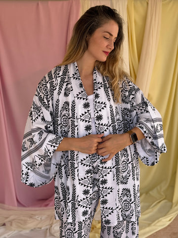 KIMONO OLIVE NOIR
