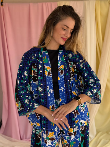 KIMONO MOSAIQUE BLEU ROI