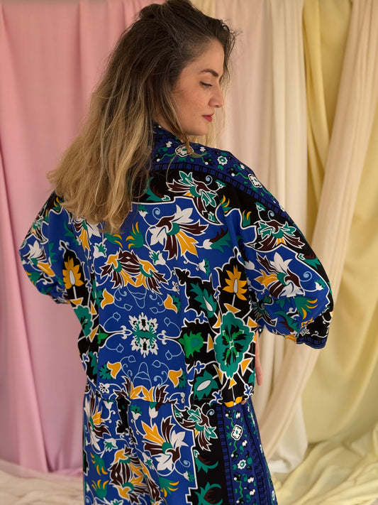 KIMONO MOSAIQUE BLEU ROI