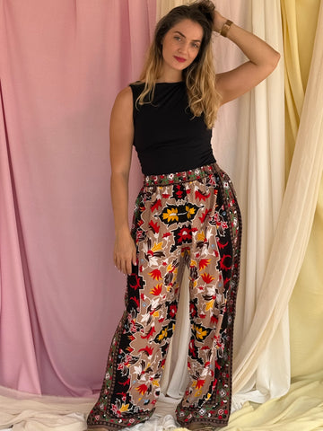 PANTALON MOSAIQUE MARRON